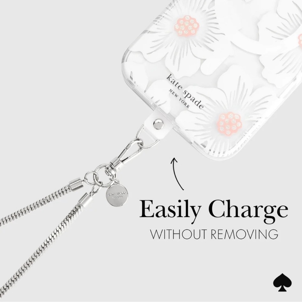 $60 Kate Spade ♠️ Phone Crossbody CHAIN - Heart of Silver NWT Universal Fit - Picture 5 of 8